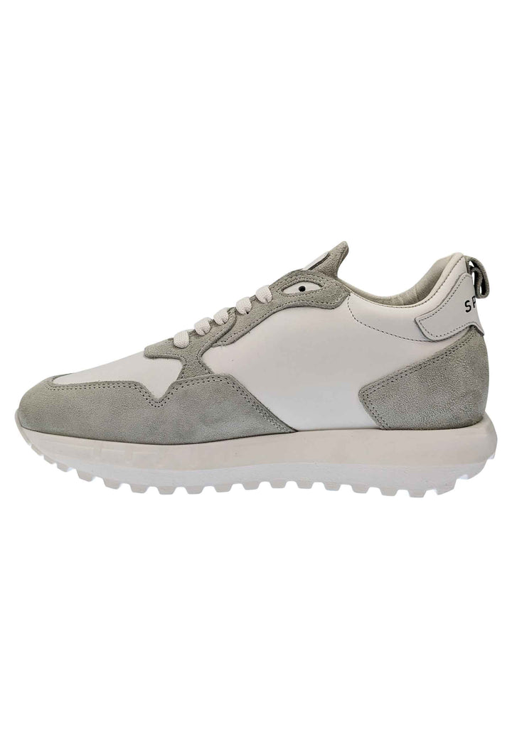 Spatarella Sneakers uomo in pelle e tessuto of white con fondo alto in gomma Offerta natalizia