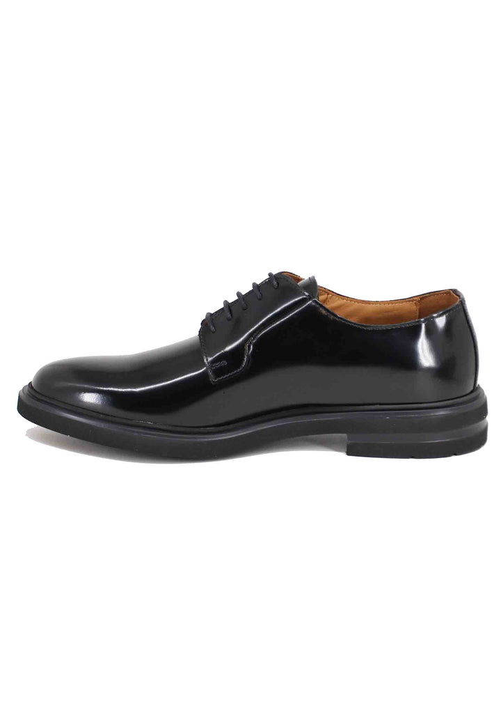 Spatarella Stringate uomo in pelle nera con fondo gomma Offerta San Valentino