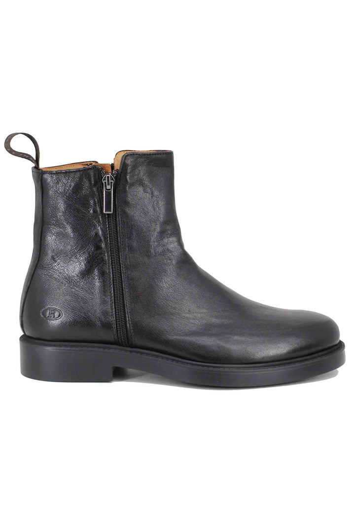 Spatarella Stivaletti uomo in pelle nero con fondo gomma Vendita calda