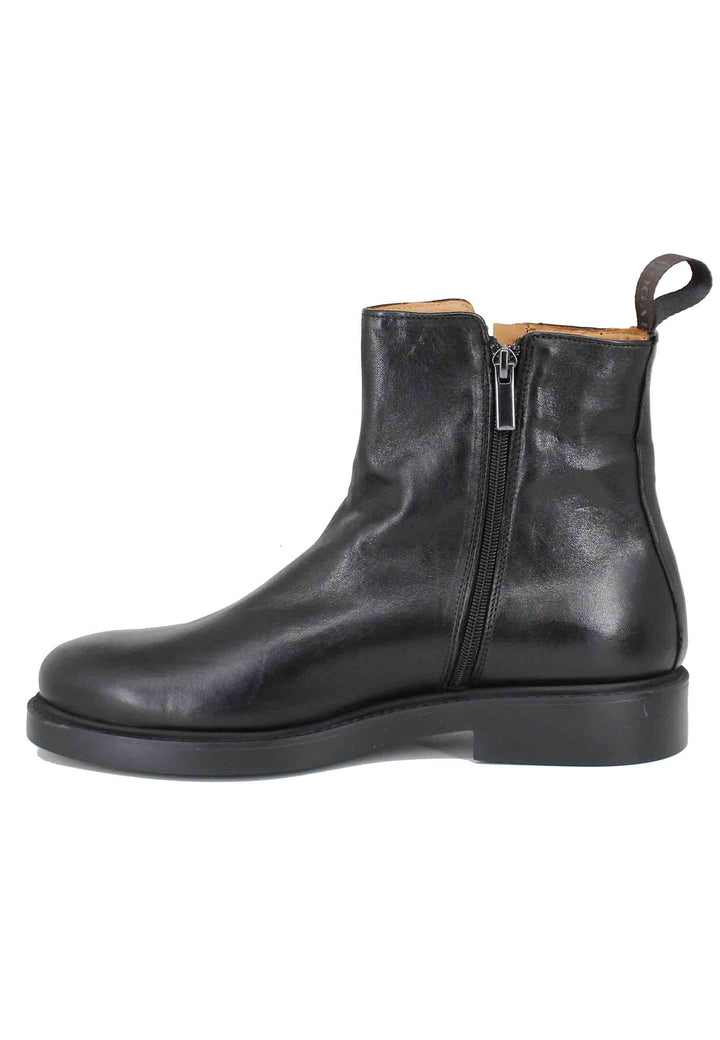 Spatarella Stivaletti uomo in pelle nero con fondo gomma Vendita calda