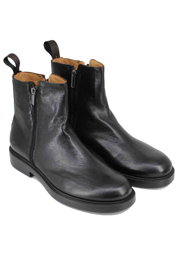 Spatarella Stivaletti uomo in pelle nero con fondo gomma Vendita calda