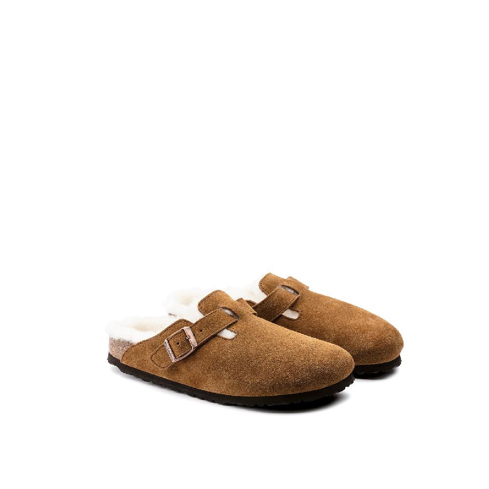 Birkenstock Boston Shearling Suede Leather Vendita Economica