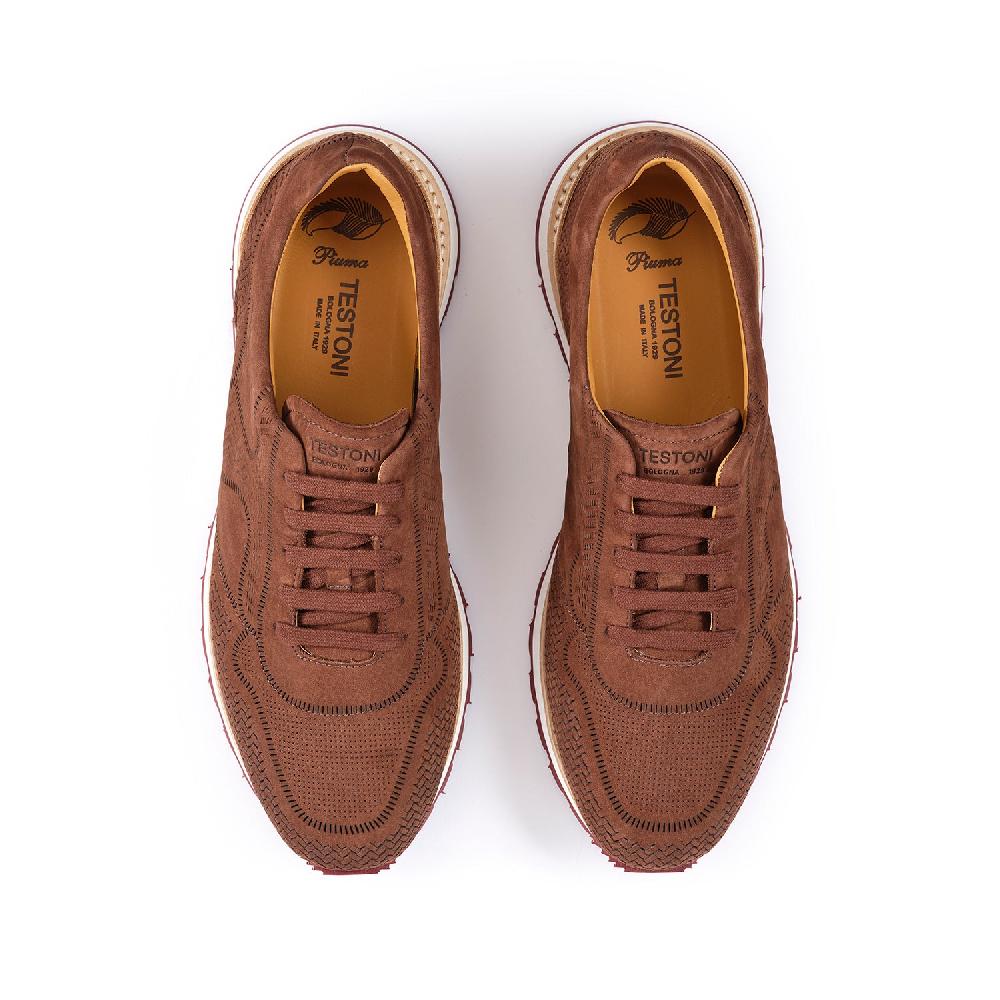 A.Testoni MOENA SNEAKER NUBUK CALF LASERATO SPINA Negozi Online