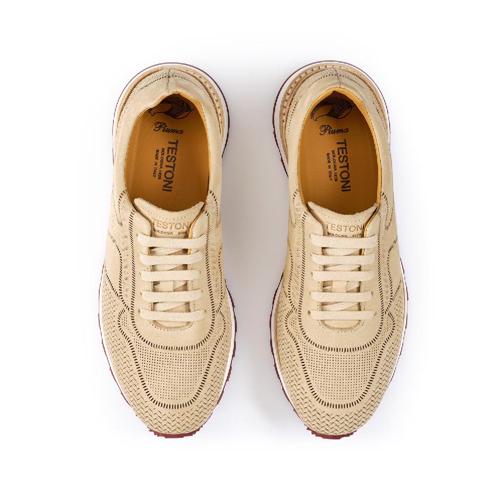 A.Testoni MOENA SNEAKER NUBUK CALF LASERATO SPINA Consegna Veloce