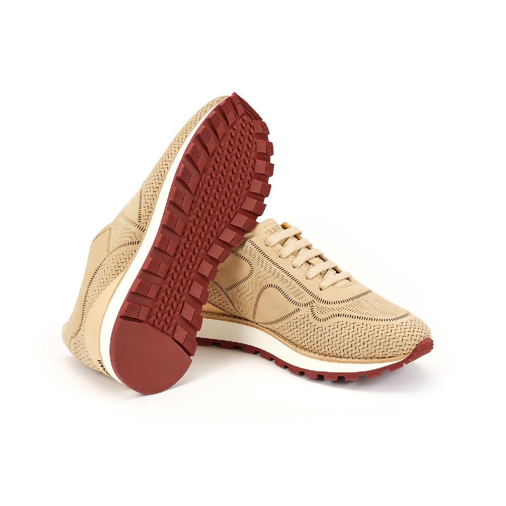 A.Testoni MOENA SNEAKER NUBUK CALF LASERATO SPINA Consegna Veloce