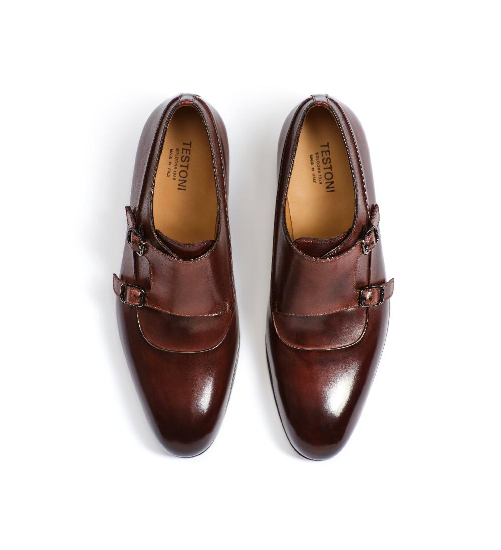 A.Testoni SANT'EULALIA LEATHER MONK STRAP Economico