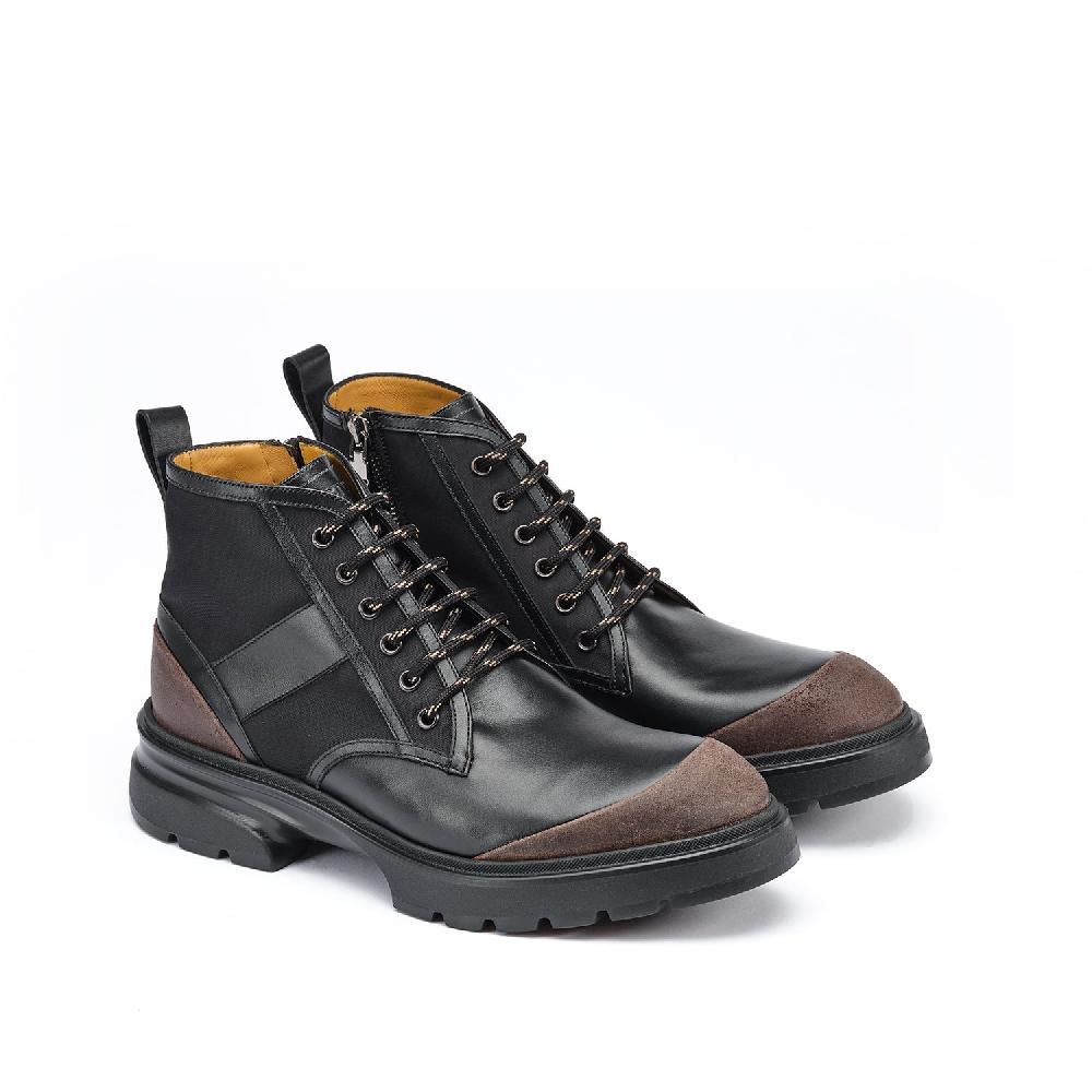 A.Testoni MORGEX COMBAT BOOT WAX SUEDE NYLON FABR. AND CALF ° Vendita Calda