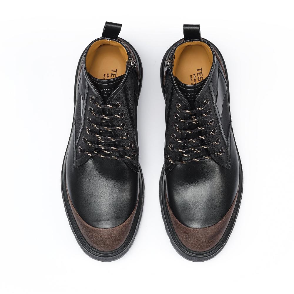 A.Testoni MORGEX COMBAT BOOT WAX SUEDE NYLON FABR. AND CALF ° Vendita Calda