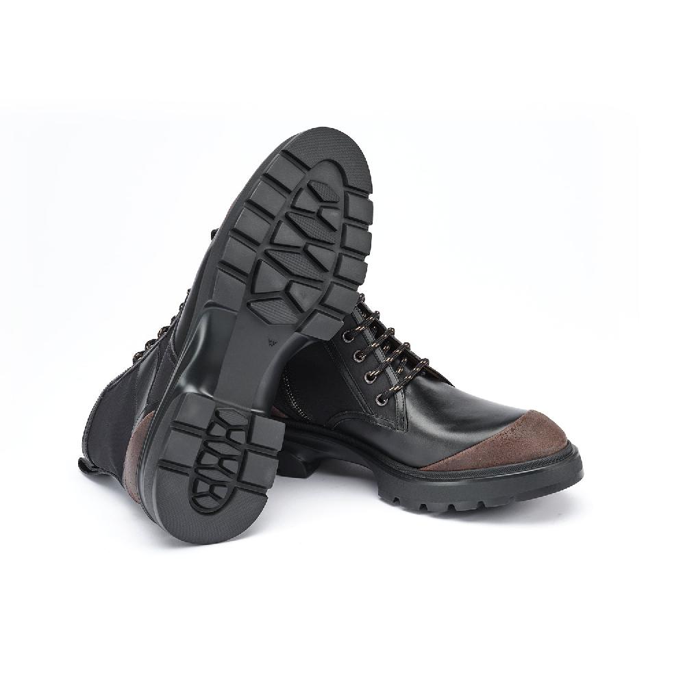 A.Testoni MORGEX COMBAT BOOT WAX SUEDE NYLON FABR. AND CALF ° Vendita Calda
