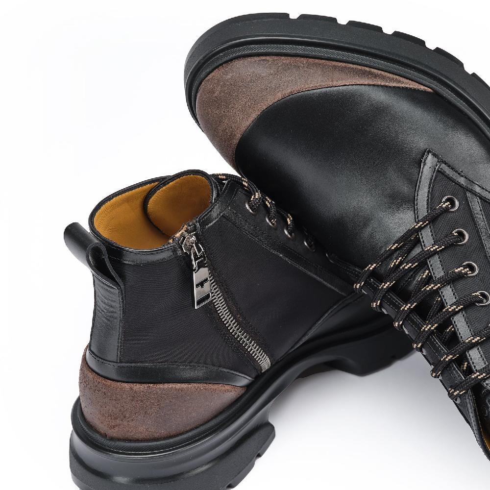 A.Testoni MORGEX COMBAT BOOT WAX SUEDE NYLON FABR. AND CALF ° Vendita Calda