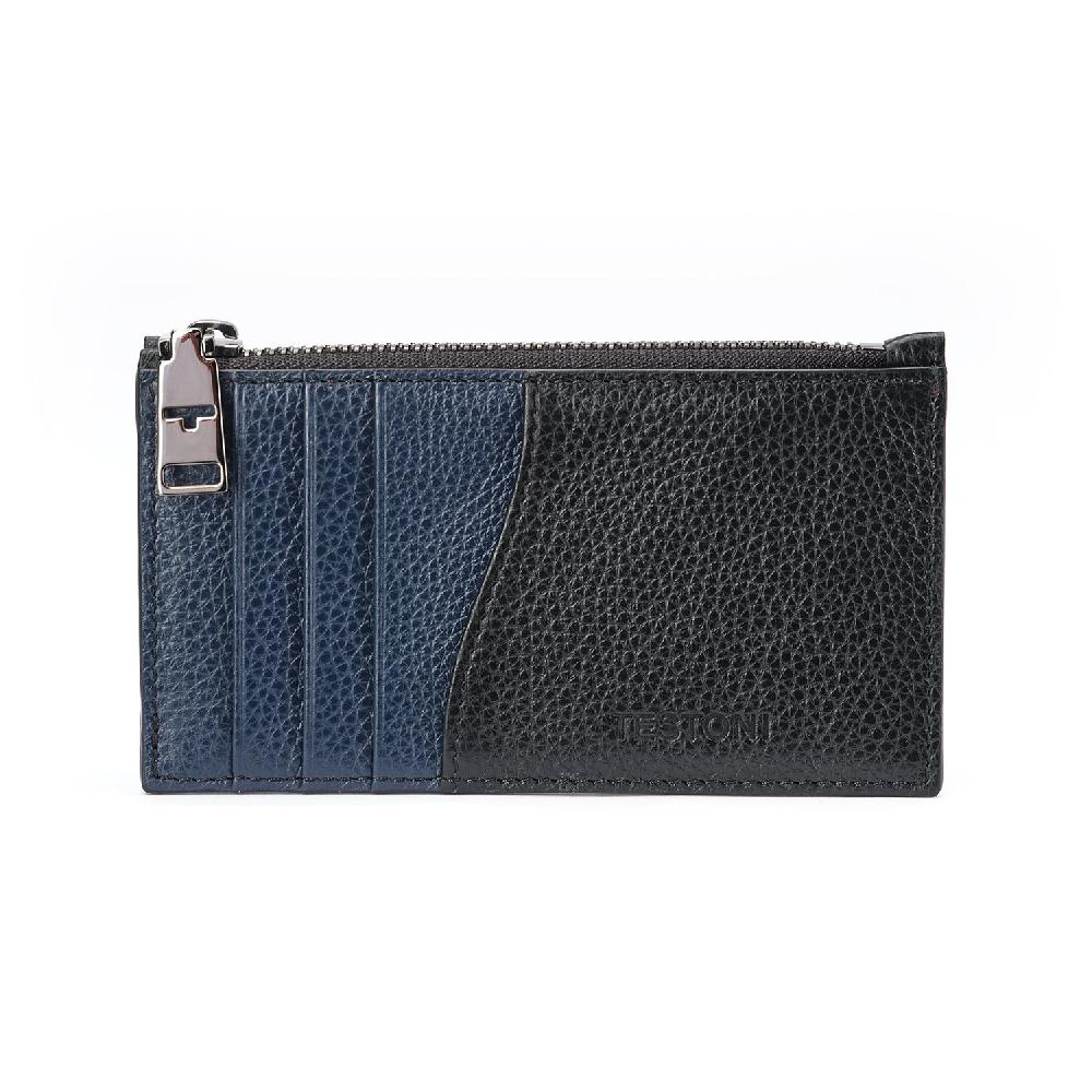 A.Testoni ZIP CREDIT CARD CASE GRAINCALF Saldi Di Fabbrica