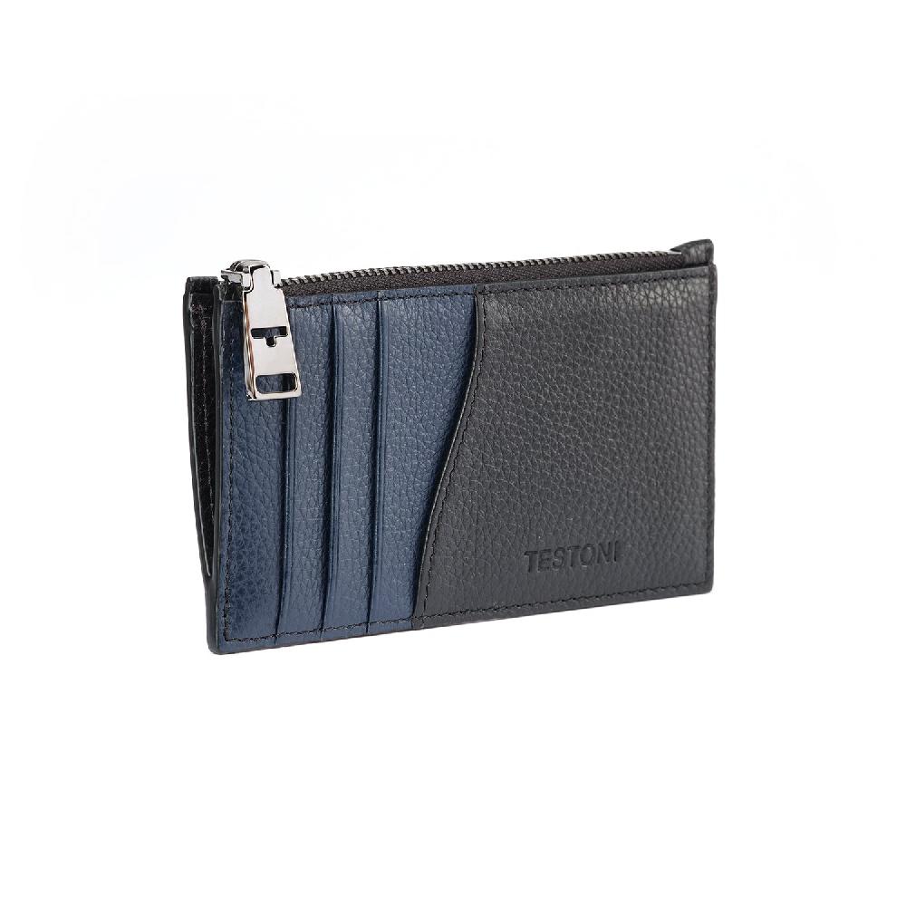 A.Testoni ZIP CREDIT CARD CASE GRAINCALF Saldi Di Fabbrica