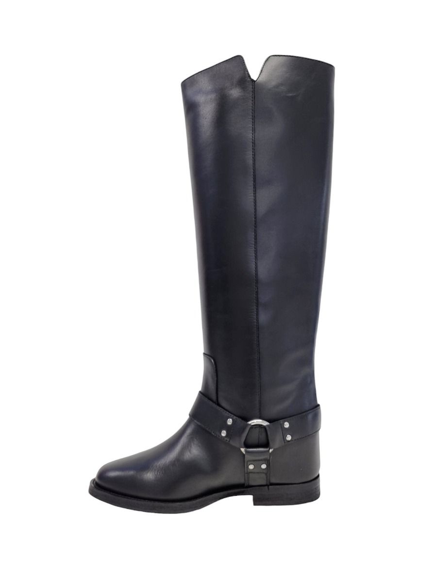 Via Roma 15 Stivale in pelle nera con accessorio 4203 - Via Roma 15 Shopping Online