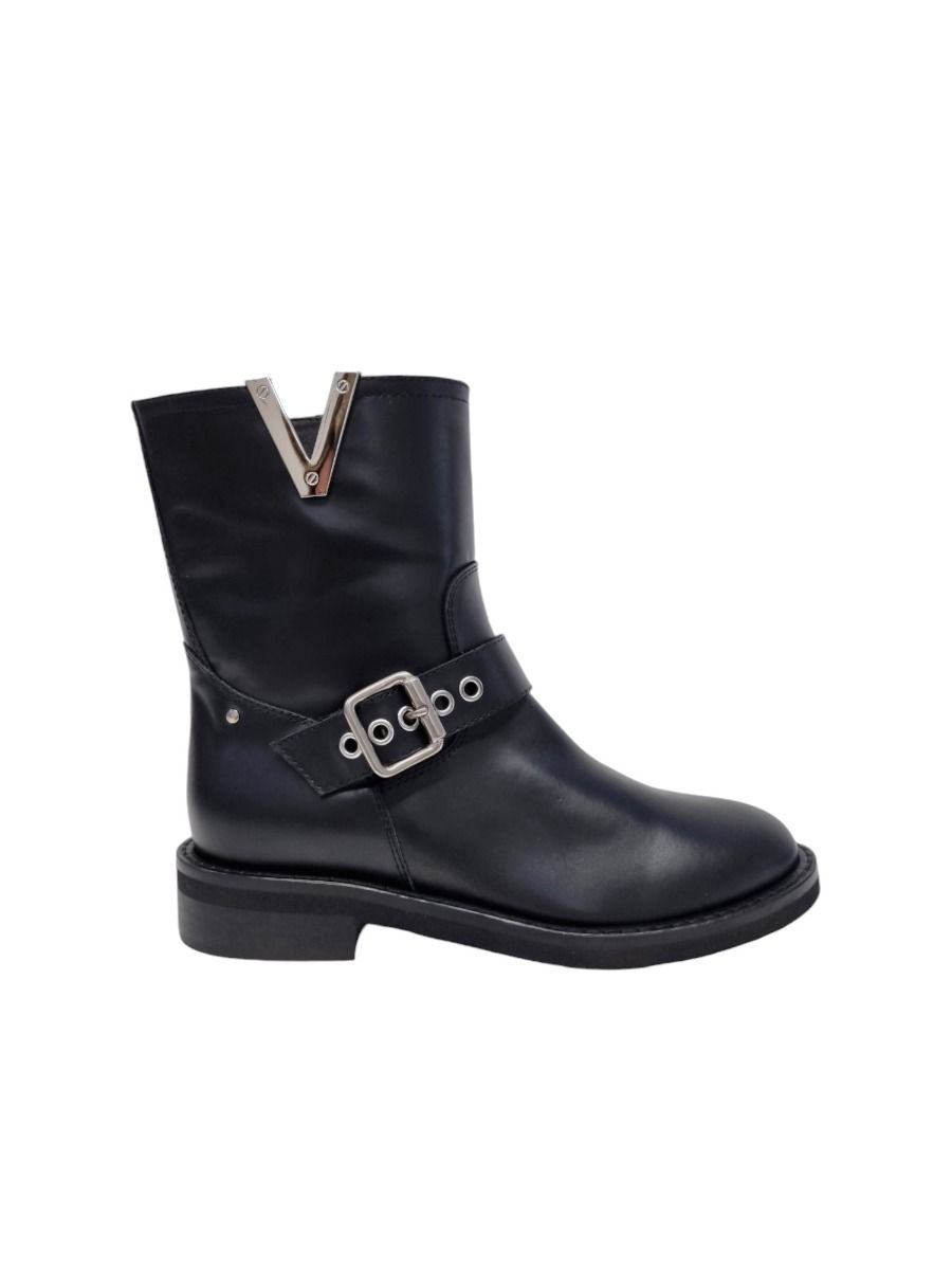Via Roma 15 Biker V e fibbie pelle nera 4218 - Via Roma 15 Fino Al -60%