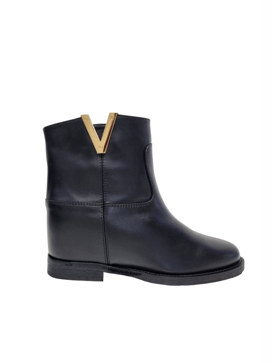 Via Roma 15 Tronchetto V oro pelle nera 2576 - Via Roma 15 Sconto