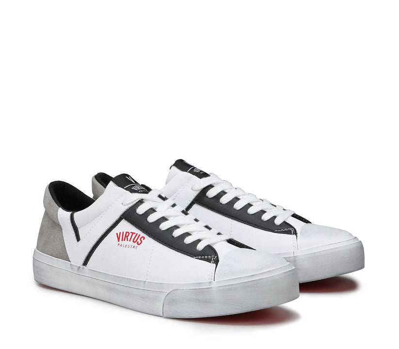 ﻿VIRTUS PALESTRE Rubby Low Leather/Suede white/Grey Pezzi Unici