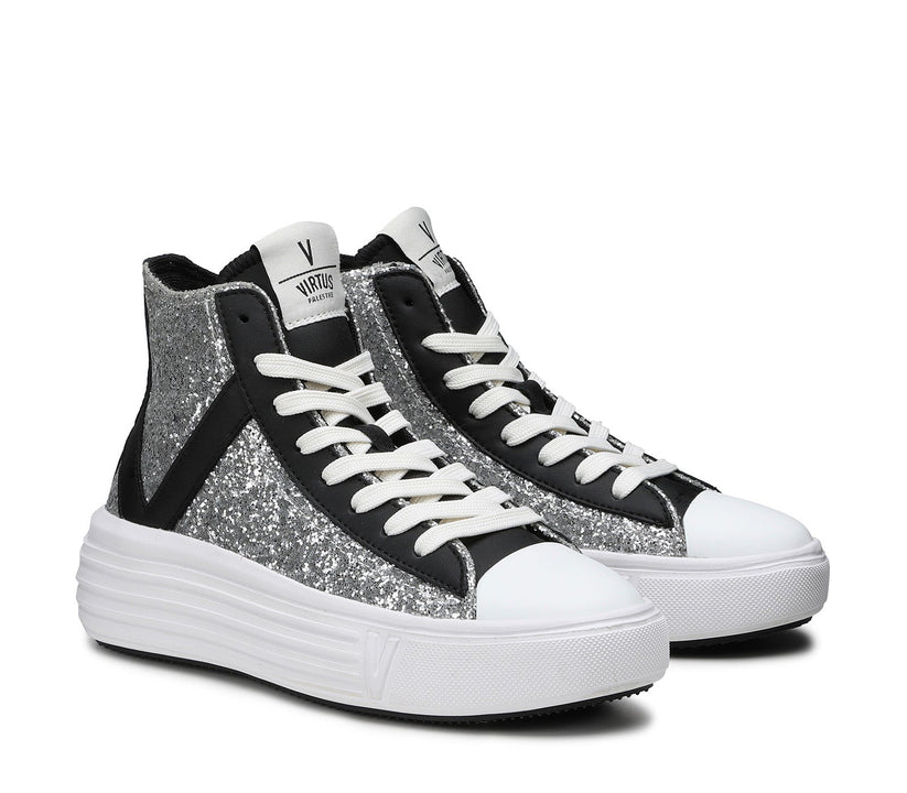 VIRTUS PALESTRE Venus Glitter/leather silver/black Negozi Online