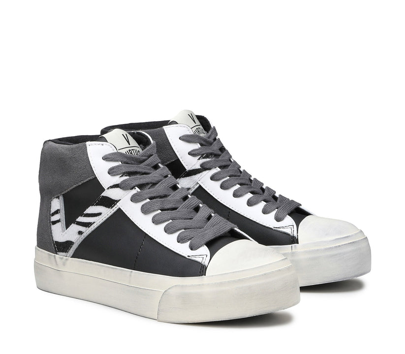 VIRTUS PALESTRE Rubby Mid Leather/suede black/dk. grey-zebra Consegna Veloce