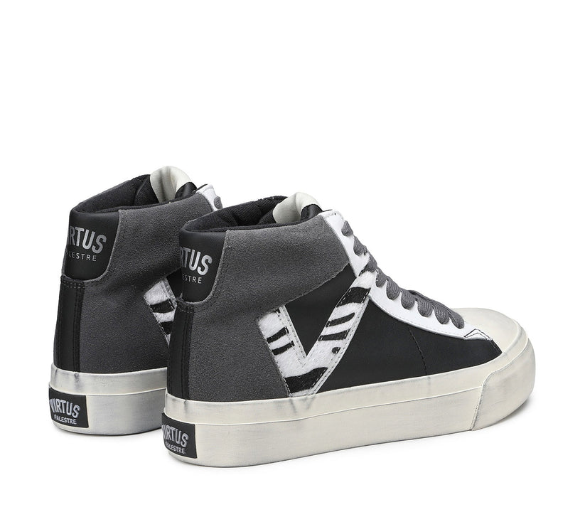 VIRTUS PALESTRE Rubby Mid Leather/suede black/dk. grey-zebra Consegna Veloce