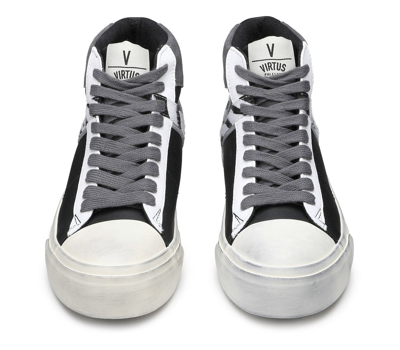 VIRTUS PALESTRE Rubby Mid Leather/suede black/dk. grey-zebra Consegna Veloce