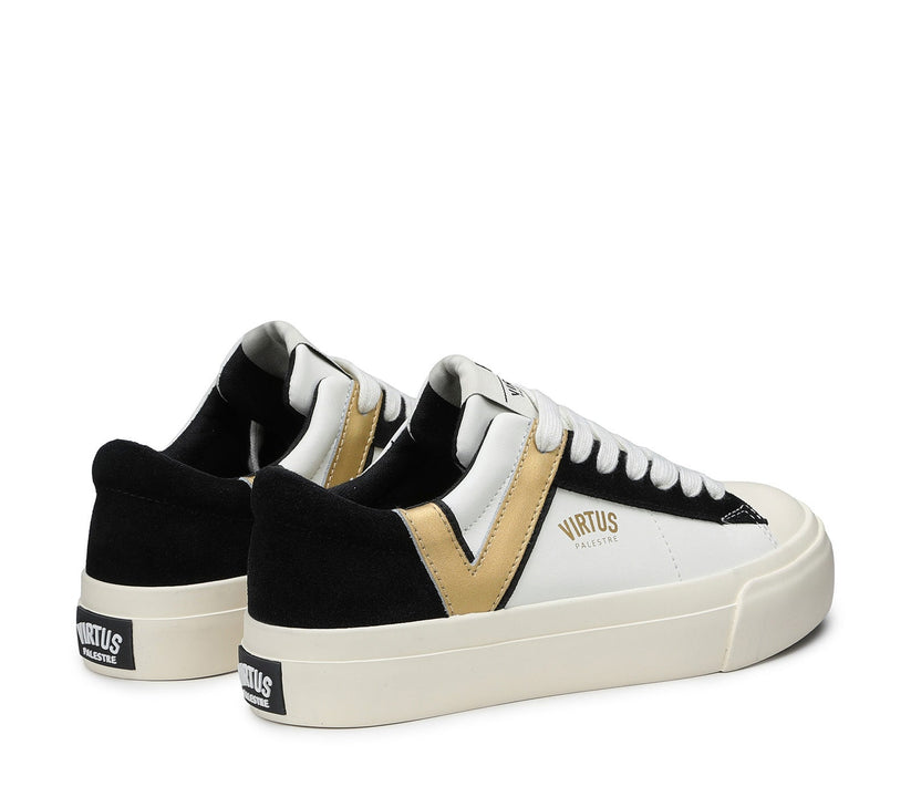 VIRTUS PALESTRE Rubby Low Leather/suede off white/black-gold Promozione Limitata