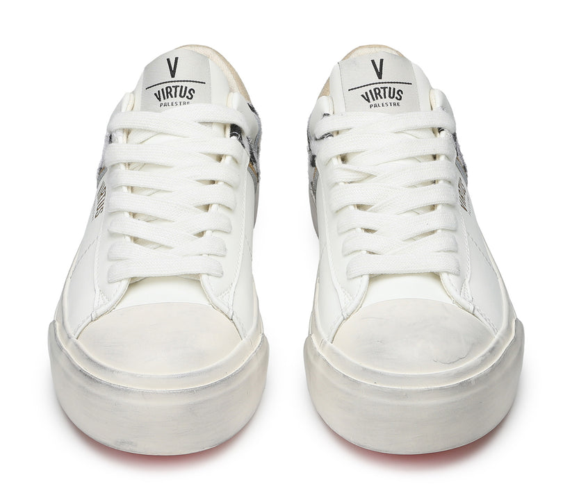 VIRTUS PALESTRE Rubby Low Leather/suede off white/sand-zebra Prezzo Ridotto