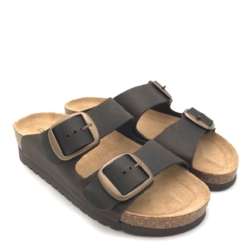 Zulian Calzature Ciabatta Hola doppia fibbia moro Sottocosto