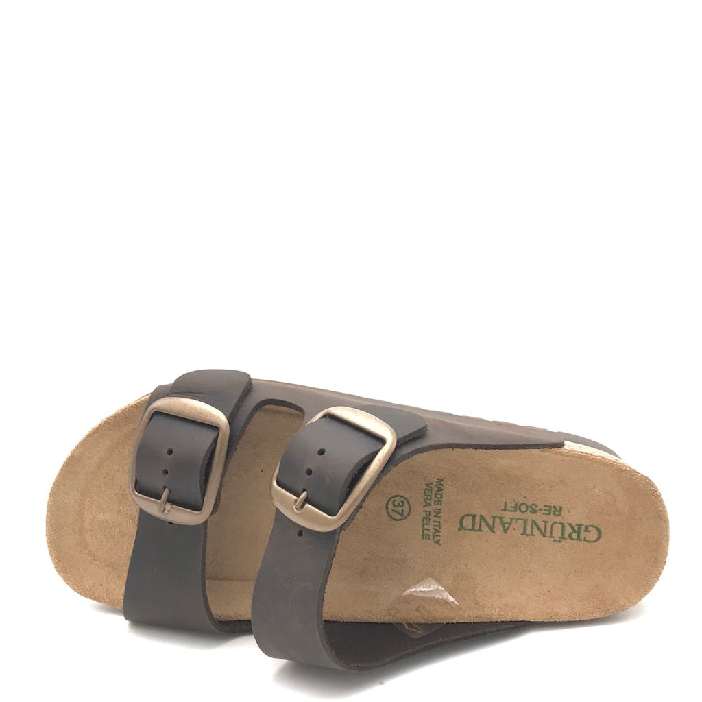 Zulian Calzature Ciabatta Hola doppia fibbia moro Sottocosto