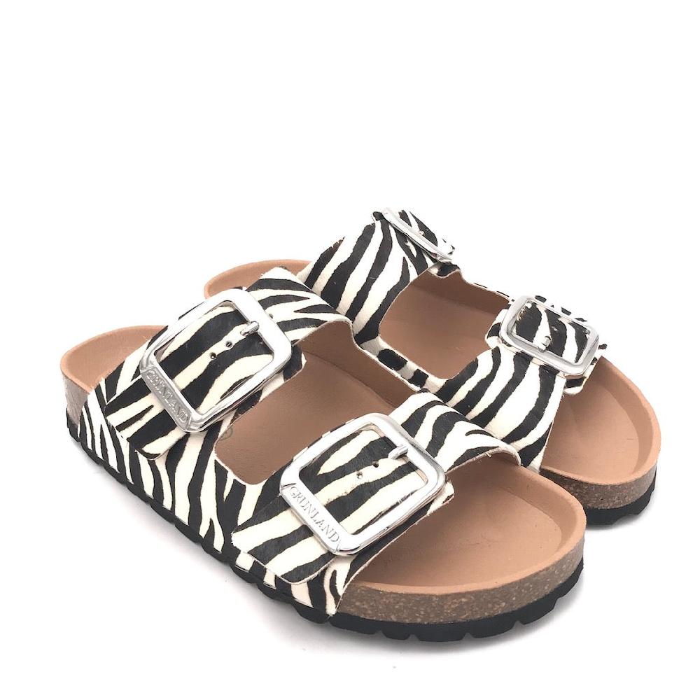 Zulian Calzature Ciabatta Enny doppia fibbia cavallino zebrato Offerte
