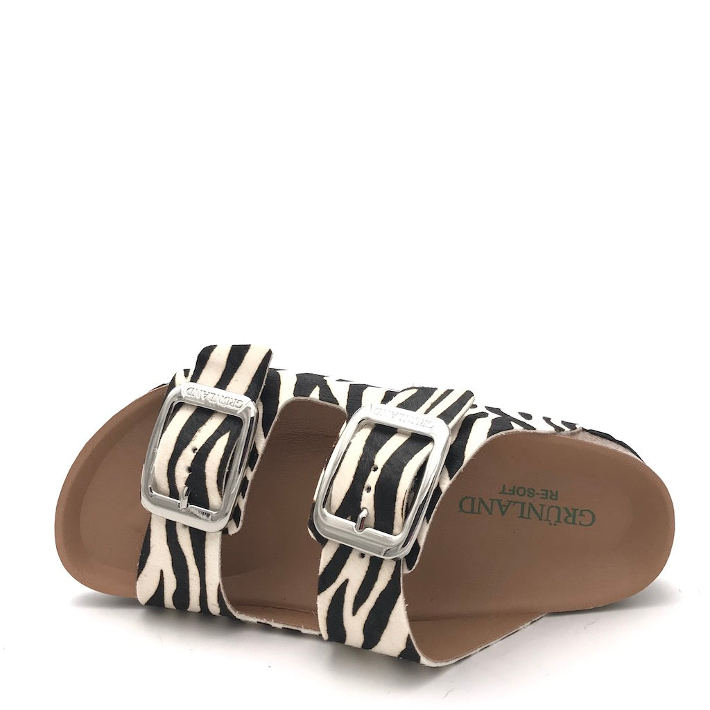 Zulian Calzature Ciabatta Enny doppia fibbia cavallino zebrato Offerte