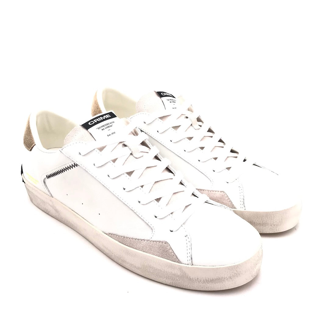 Zulian Calzature Sneakers Distrassed bianco-beige Consegna Veloce