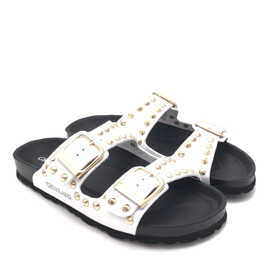 Zulian Calzature Ciabatta Sara doppia fibbia bianca borchie Offerte
