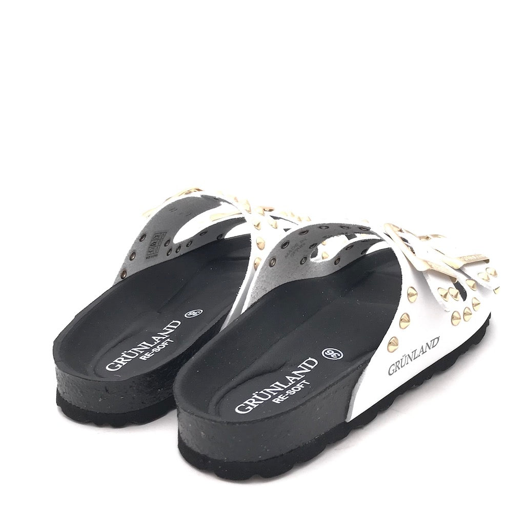 Zulian Calzature Ciabatta Sara doppia fibbia bianca borchie Offerte