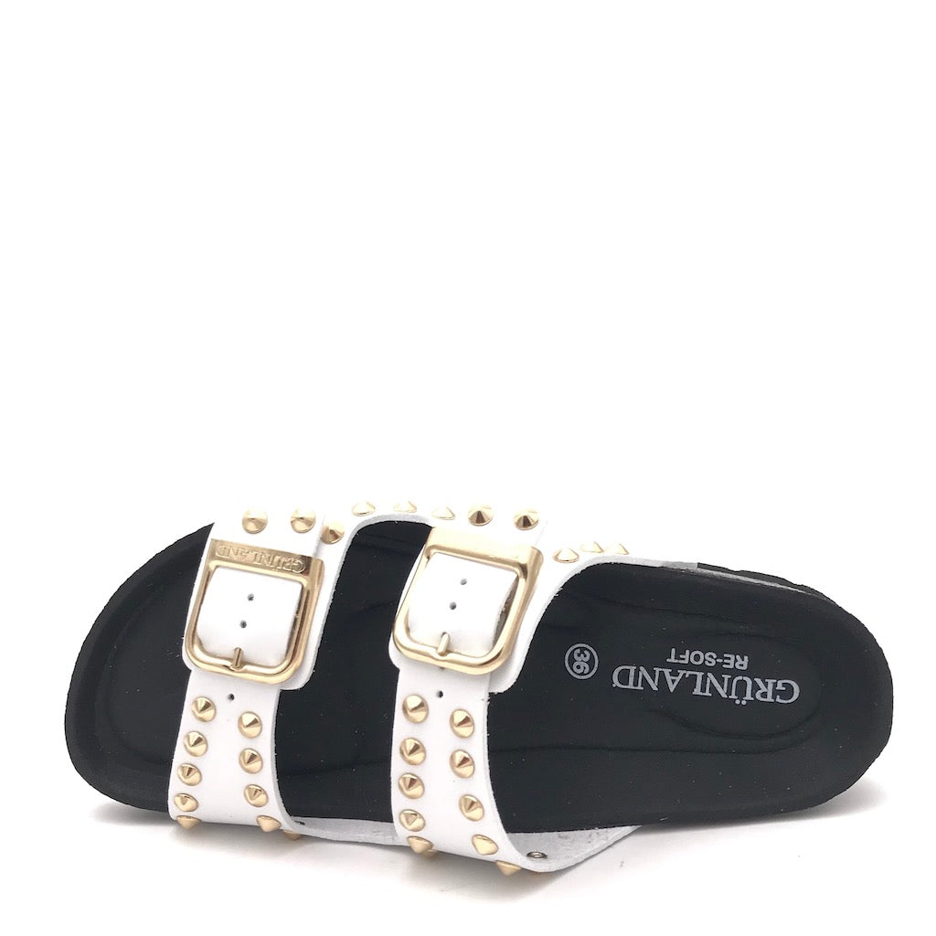 Zulian Calzature Ciabatta Sara doppia fibbia bianca borchie Offerte