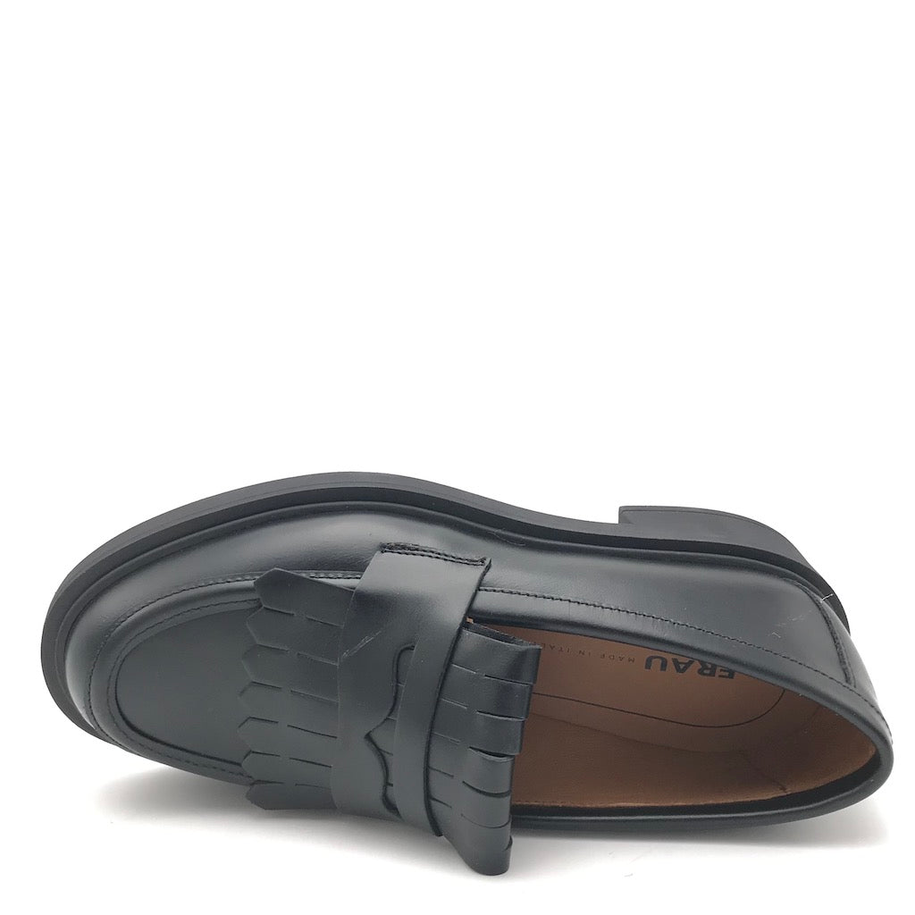 Zulian Calzature Mocassino college frangia in pelle nera Prezzo Ridotto