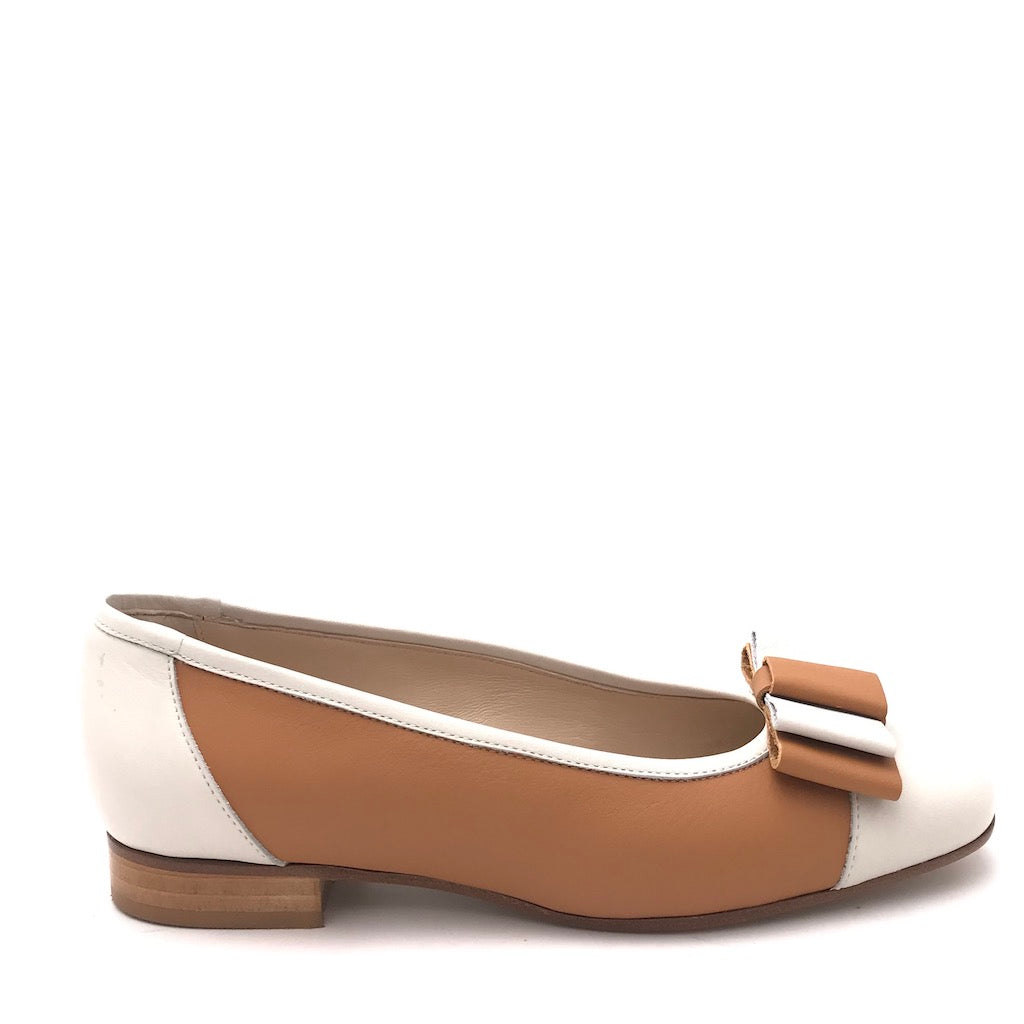 Zulian Calzature Ballerina in pelle cuoio-panna Outlet