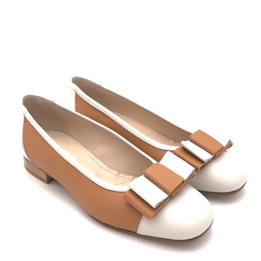 Zulian Calzature Ballerina in pelle cuoio-panna Outlet