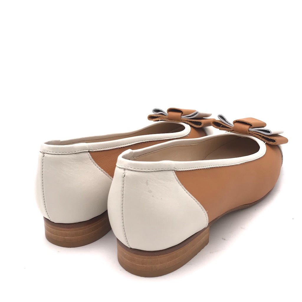 Zulian Calzature Ballerina in pelle cuoio-panna Outlet