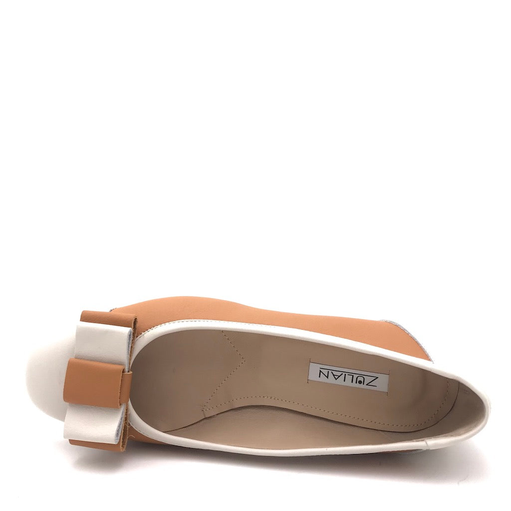 Zulian Calzature Ballerina in pelle cuoio-panna Outlet
