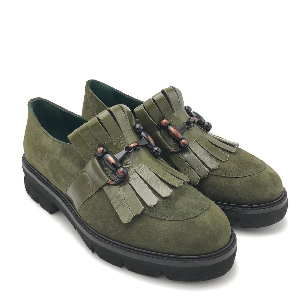 Zulian Calzature Mocassino in camoscio verde bosco Vendita Calda