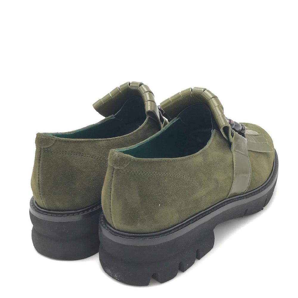 Zulian Calzature Mocassino in camoscio verde bosco Vendita Calda