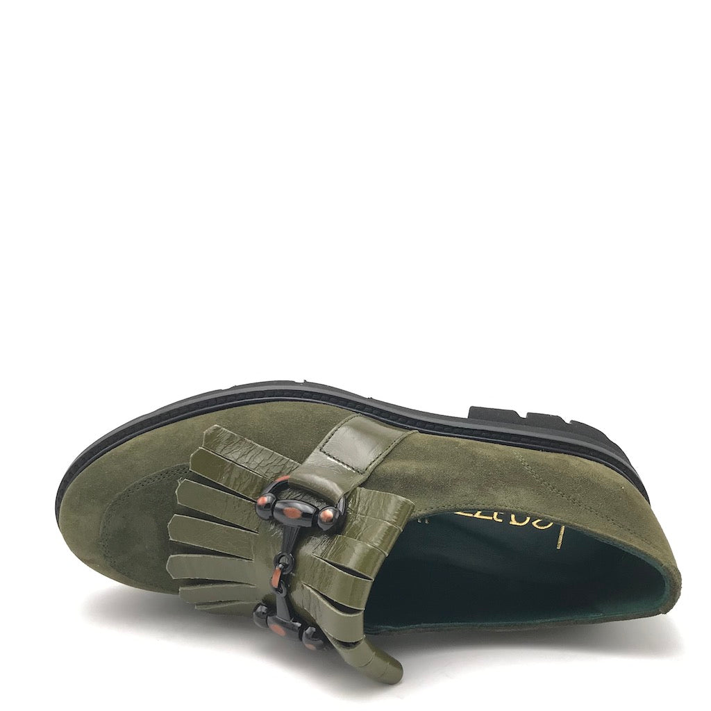 Zulian Calzature Mocassino in camoscio verde bosco Vendita Calda