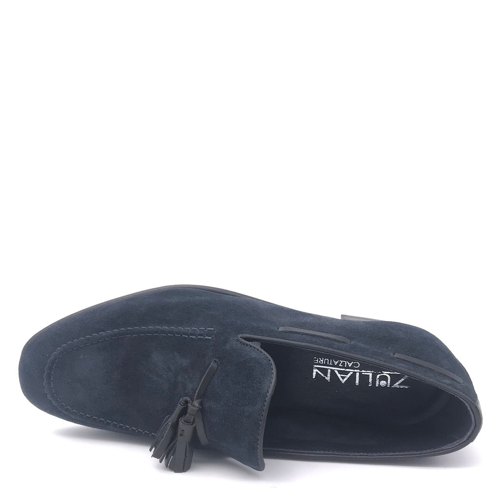 Zulian Calzature Mocassino nappine in velour blu Qualità