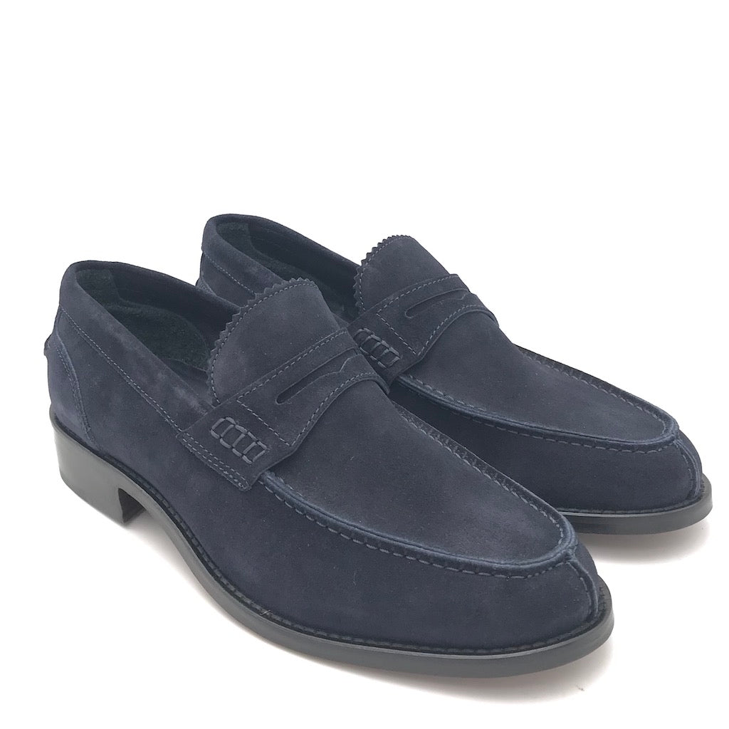 Zulian Calzature Mocassino college in crosta blu Sconto