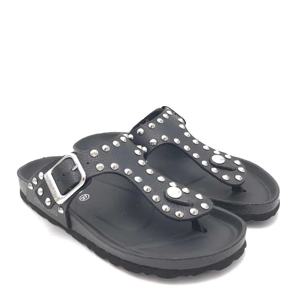 Zulian Calzature Ciabatta Sara infradito nera borchie Saldi Di Fabbrica