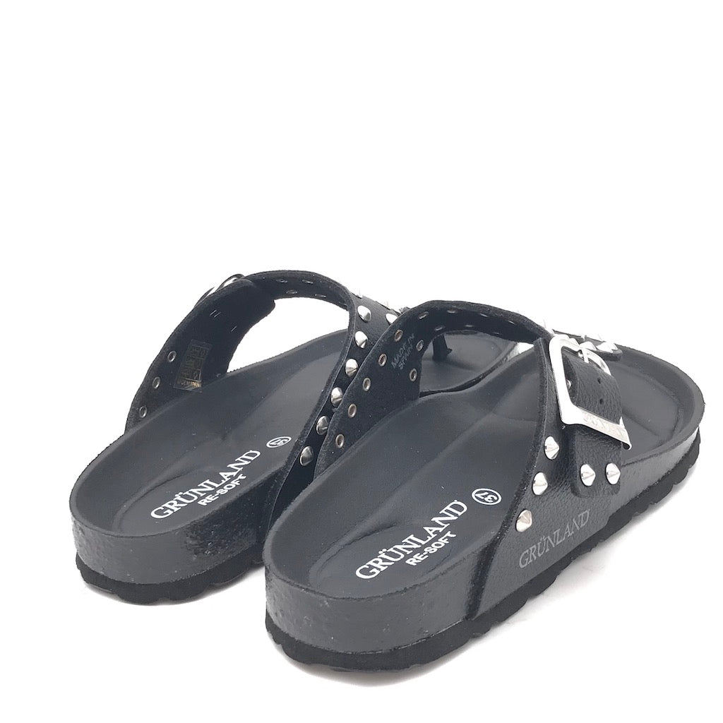 Zulian Calzature Ciabatta Sara infradito nera borchie Saldi Di Fabbrica