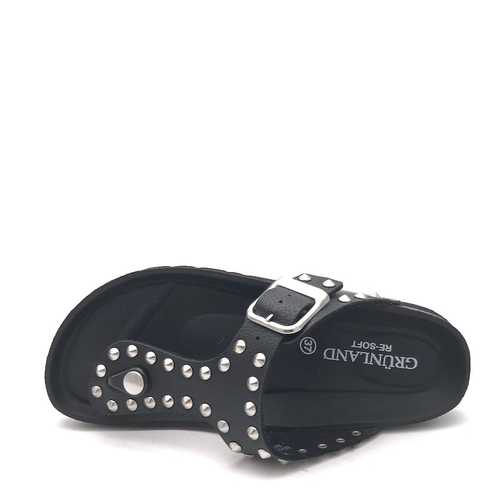 Zulian Calzature Ciabatta Sara infradito nera borchie Saldi Di Fabbrica