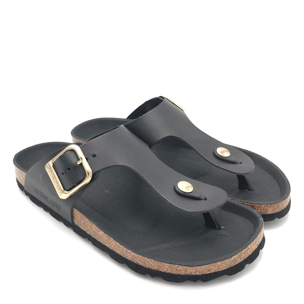 Zulian Calzature Ciabatta Sara infradito pelle nera Consegna Veloce