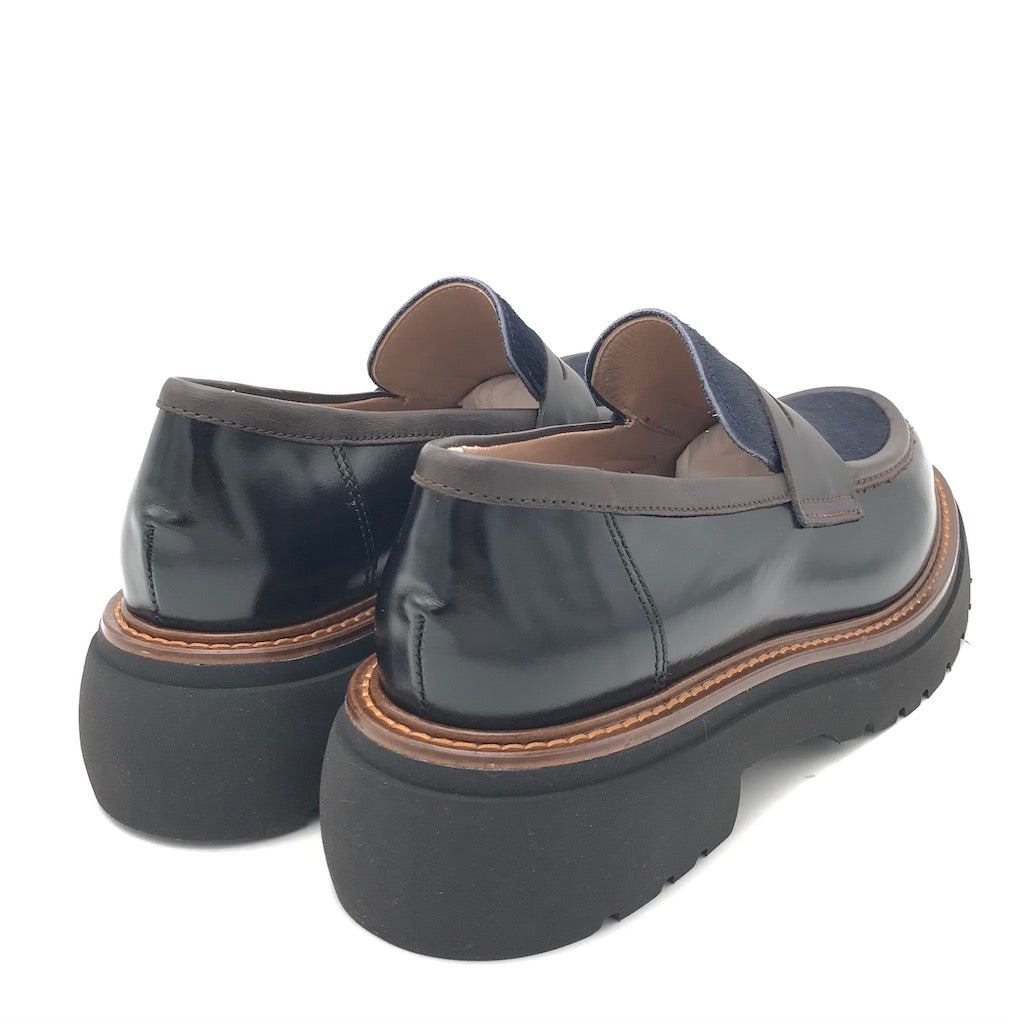 Zulian Calzature Mocassino nero e cavallino blu Hotsell