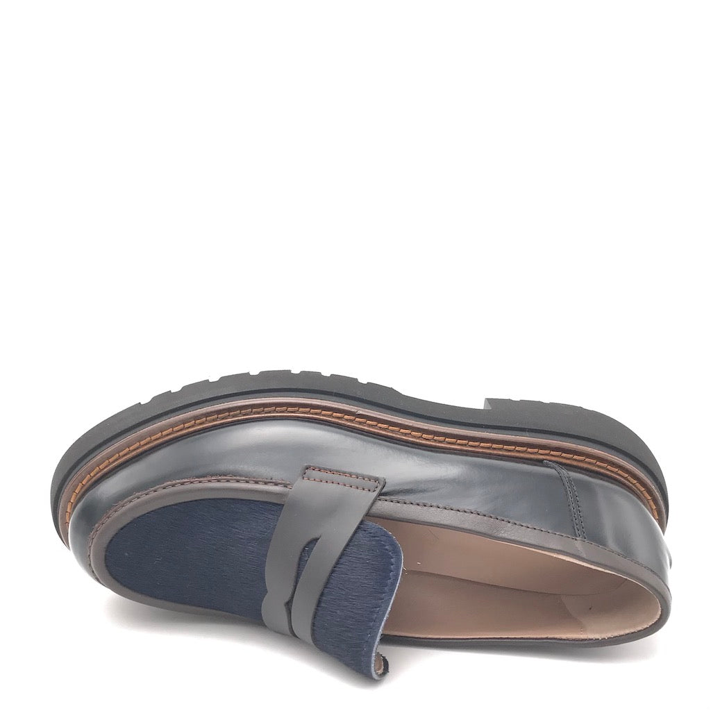 Zulian Calzature Mocassino nero e cavallino blu Hotsell
